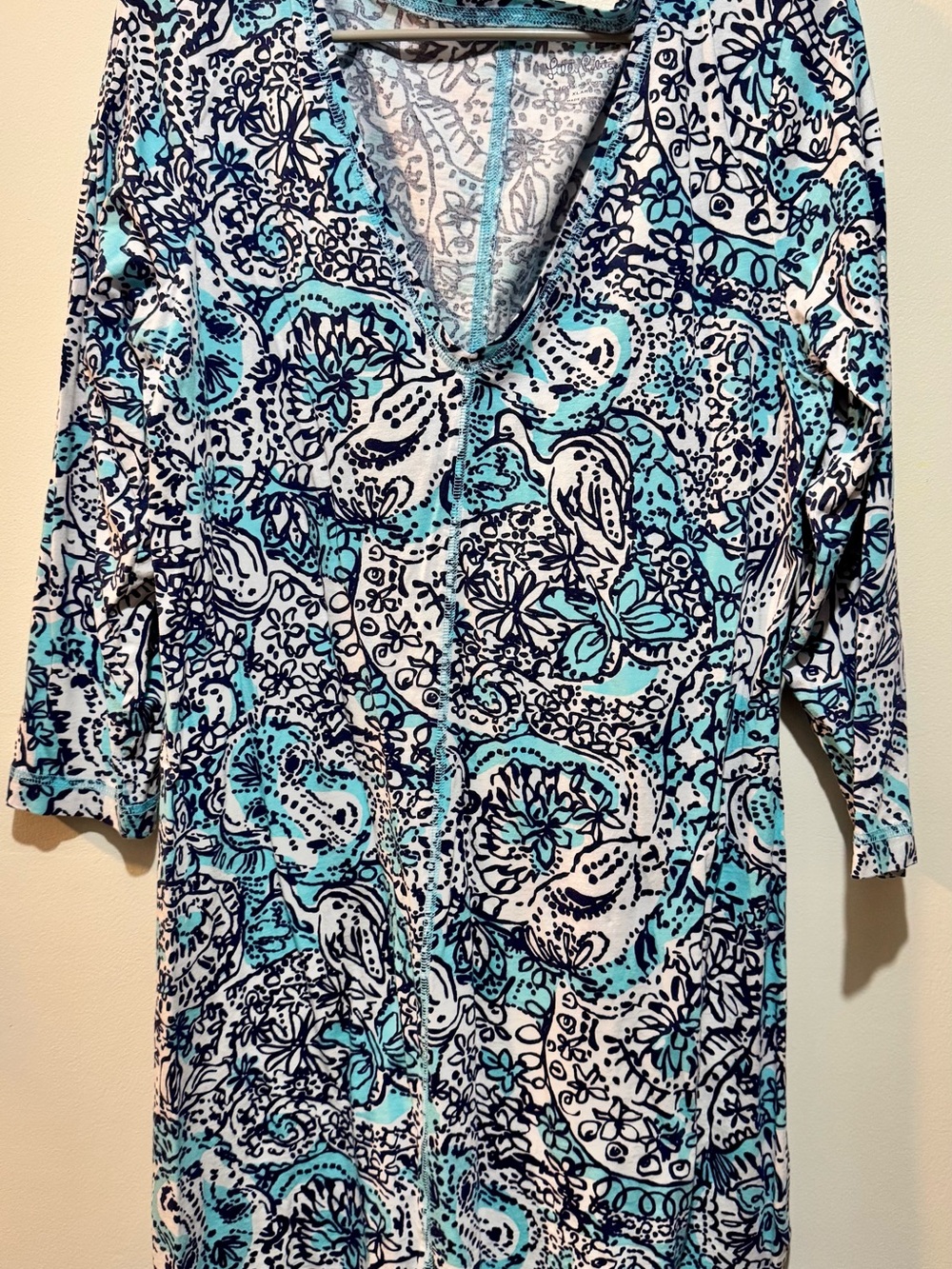 Lilly Pulitzer Blue and Navy Paisley V-Neck Dress